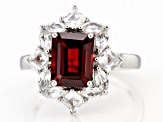 Pre-Owned Red Garnet Rhodium Over Sterling Silver Ring 2.69ctw