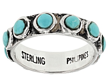 Picture of Pre-Owned Turquoise Kingman Silver Eternity Band Ring