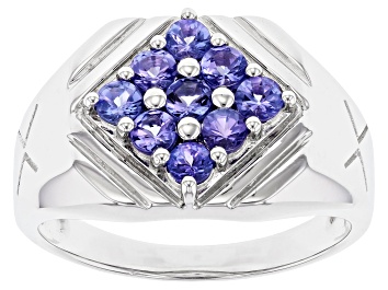 Picture of Pre-Owned Blue Tanzanite Rhodium Over 10k White Gold Men's Ring 0.79ctw