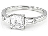 Pre-Owned White Zircon Rhodium Over Sterling Silver 3-Stone Ring. 1.60ctw