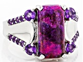 Pre-Owned Purple Turquoise Rhodium Over Silver Ring 0.61ctw