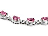 Pre-Owned Pink Topaz Rhodium Over Sterling Silver Bracelet. 12.35ctw