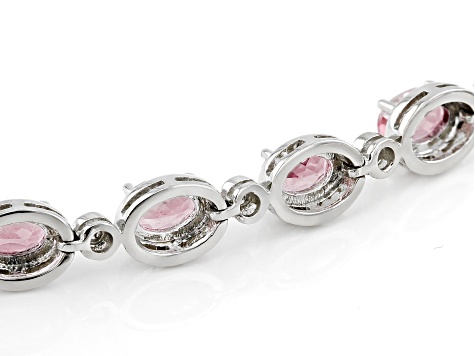 Pre-Owned Pink Topaz Rhodium Over Sterling Silver Bracelet. 12.35ctw