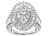 Pre-Owned White Cubic Zirconia Rhodium Over Sterling Silver Ring 4.29ctw