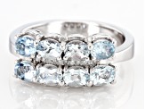 Pre-Owned Blue Aquamarine Rhodium Over Sterling Silver Ring 1.07ctw
