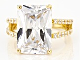Pre-Owned White Cubic Zirconia 18K Yellow Gold Over Sterling Silver Ring 12.77ctw