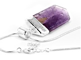 Pre-Owned Amethyst Silver Over Brass Pendant With 20" Chain