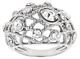 Pre-Owned Mixed Shapes White Crystal Silver Tone Ring