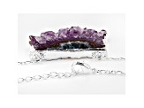 Pre-Owned Amethyst Slice Silver Over Brass Necklace