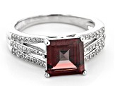 Pre-Owned Red Garnet Rhodium Over Sterling Silver Ring 2.95ctw