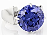 Pre-Owned Blue Cubic Zirconia Rhodium Over Sterling Silver Ring 13.05ctw