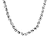 Pre-Owned Rhodium Over Sterling Silver Rope Link Chain Necklace 20 inch