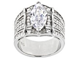 Pre-Owned White Cubic Zirconia Rhodium Over Sterling Silver Ring With Bands 5.95ctw (3.31ctw DEW)