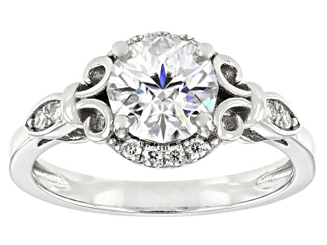 Pre-Owned Moissanite Castle Cut Platineve Ring 1.36ctw DEW.