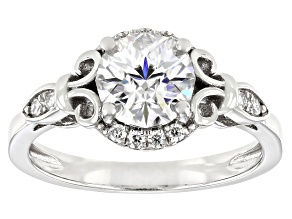 Pre-Owned Moissanite Castle Cut Platineve Ring 1.36ctw DEW.