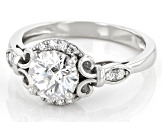 Pre-Owned Moissanite Castle Cut Platineve Ring 1.36ctw DEW.