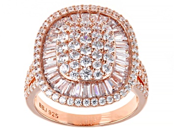 Picture of Pre-Owned White Cubic Zirconia 18K Rose Gold Over Sterling Silver Ring 4.08ctw