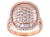 Pre-Owned White Cubic Zirconia 18K Rose Gold Over Sterling Silver Ring 4.08ctw