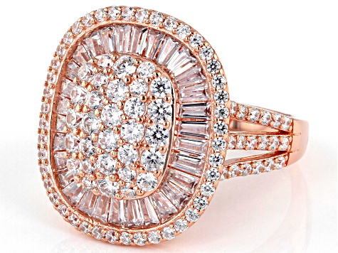 Pre-Owned White Cubic Zirconia 18K Rose Gold Over Sterling Silver Ring 4.08ctw