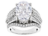 Pre-Owned White Cubic Zirconia Platinum Over Sterling Silver Ring 10.94ctw