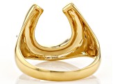 Pre-Owned Mens Turquoise 18k Yellow Gold Over Silver Horseshoe Ring .04ctw