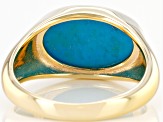 Pre-Owned Blue Sleeping Beauty Turquoise 18k Yellow Gold Over Silver Ring