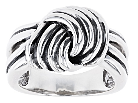 Pre-Owned Knot Design Rhodium Over Sterling Silver Ring