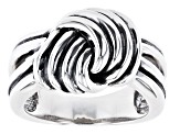 Pre-Owned Knot Design Rhodium Over Sterling Silver Ring