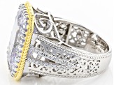 Pre-Owned White Cubic Zirconia Rhodium And 14K Yellow Gold Over Sterling Silver Ring 15.03ctw