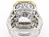 Pre-Owned White Cubic Zirconia Rhodium And 14K Yellow Gold Over Sterling Silver Ring 15.03ctw