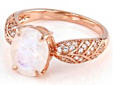 Pre-Owned White Rainbow Moonstone 18k Rose Gold Over Silver Ring 0.31ctw