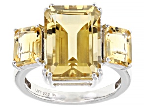 Pre-Owned Yellow Citrine Rhodium Over Sterling Silver Ring 8.00ctw