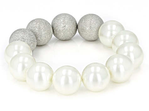 Pre-Owned White Pearl Simulant Stretch Bracelet