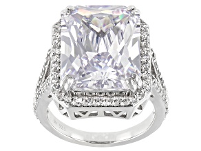 Pre-Owned White Cubic Zirconia Rhodium Over Sterling Silver Ring 25.64ctw
