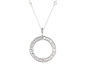 Pre-Owned White Cubic Zirconia Rhodium Over Silver Pendant With Chain 13.37ctw