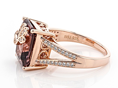 Pre-Owned Blush Zircon Simulant And White Cubic Zirconia 18K Rose Gold Over Sterling Silver Ring 6.0