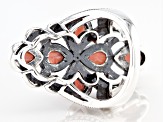 Pre-Owned Pink Rhodochrosite Rhodium Over Silver Ring