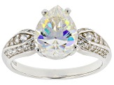 Pre-Owned Candlelight Fabulite Strontium Titanate and white zircon rhodium over sterling silver ring