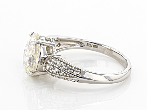 Pre-Owned Candlelight Fabulite Strontium Titanate and white zircon rhodium over sterling silver ring