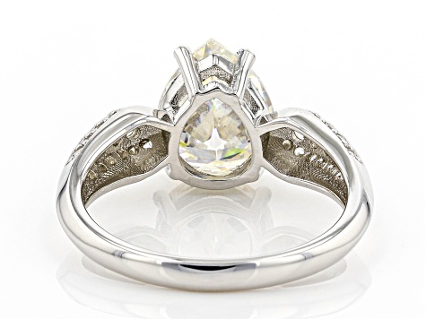 Pre-Owned Candlelight Fabulite Strontium Titanate and white zircon rhodium over sterling silver ring