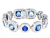 Pre-Owned Lab Light And Dark Blue Spinel And White Cubic Zirconia Rhodium Over Silver Bracelet 38.54