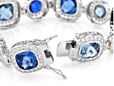 Pre-Owned Lab Light And Dark Blue Spinel And White Cubic Zirconia Rhodium Over Silver Bracelet 38.54