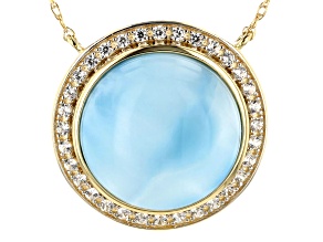 Pre-Owned Blue Larimar 10k Yellow Gold Necklace .14ctw