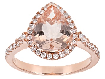 Picture of Pre-Owned Pink Cor De Rosa Morganite 14K Rose Gold Pear Ring. 3.37ctw