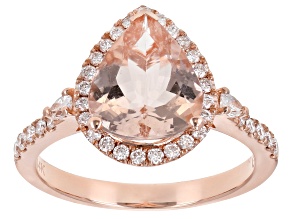 Pre-Owned Pink Cor De Rosa Morganite 14K Rose Gold Pear Ring. 3.37ctw