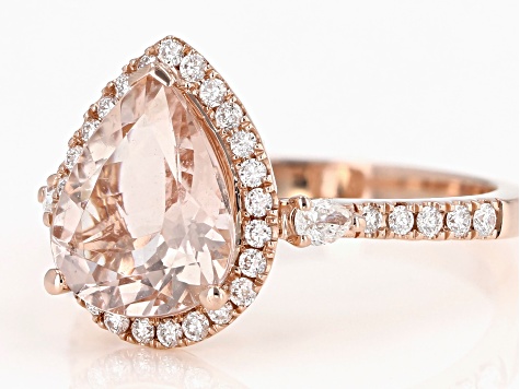 Pre-Owned Pink Cor De Rosa Morganite 14K Rose Gold Pear Ring. 3.37ctw ...