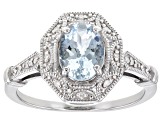 Pre-Owned Blue Aquamarine Rhodium Over Sterling Silver Ring 0.87ctw