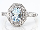 Pre-Owned Blue Aquamarine Rhodium Over Sterling Silver Ring 0.87ctw