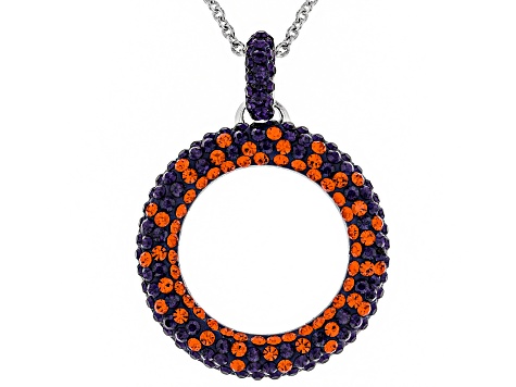 Pre-Owned Crystal Orange And Purple Circle Pendant With Chain