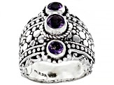 Pre-Owned Purple Brazilian Amethyst Sterling Silver 3-Stone Ring 0.58ctw
